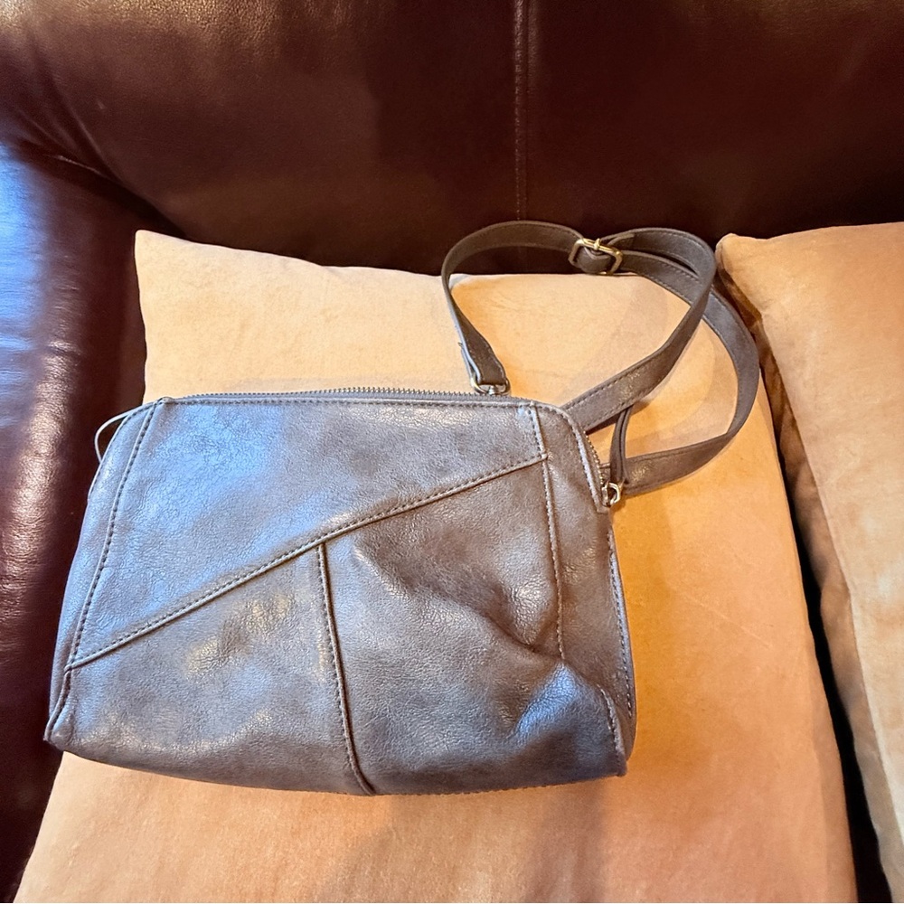 Gray Leather Crossbody Bag - Women